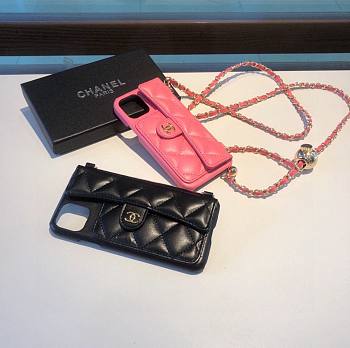 Bagsaaa Chanel Flap Bag Black Quilted Lambskin Phone Case