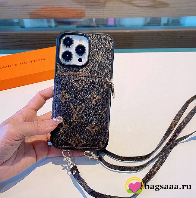 Bagsaaa Louis Vuitton Monogram Canvas Strap With Small Pocket Phone Case - 1