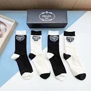 Bagsaaa Prada Logo White and Black Socks Set - 1