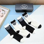 Bagsaaa Prada Logo White and Black Socks Set - 6