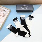 Bagsaaa Prada Logo White and Black Socks Set - 5