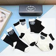 Bagsaaa Prada Logo White and Black Socks Set - 4