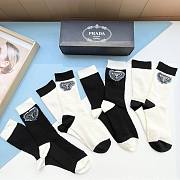 Bagsaaa Prada Logo White and Black Socks Set - 3