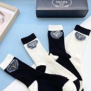 Bagsaaa Prada Logo White and Black Socks Set - 2