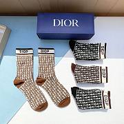 Bagsaaa dior Oblique Jacquard Brown and Black Socks Set  - 6