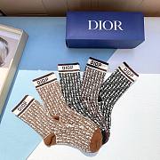 Bagsaaa dior Oblique Jacquard Brown and Black Socks Set  - 4