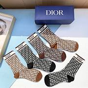 Bagsaaa dior Oblique Jacquard Brown and Black Socks Set  - 3