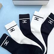 Bagsaaa Chanel CC Logo Black & White Socks Set - 5