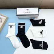 Bagsaaa Chanel CC Logo Black & White Socks Set - 4