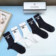 Bagsaaa Chanel CC Logo Black & White Socks Set - 3