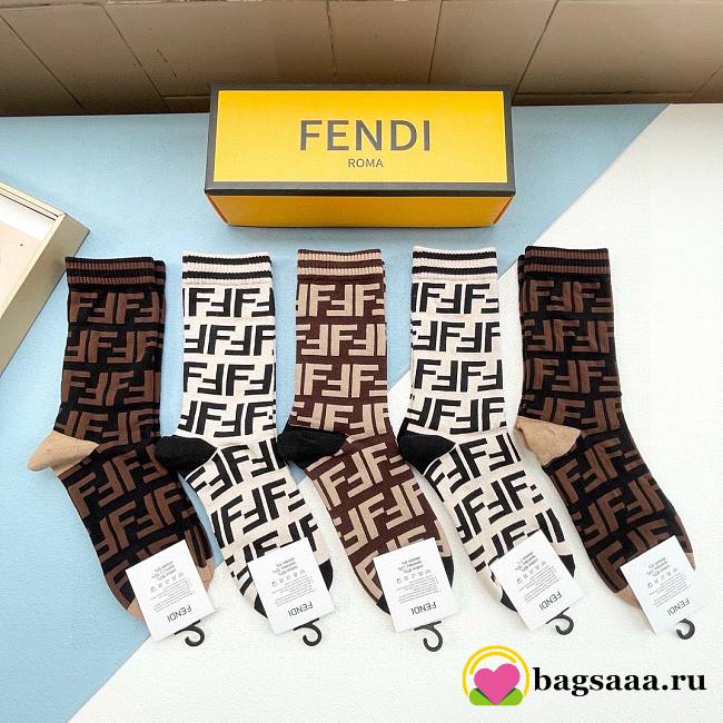 Bagsaaa Fendi FF Pattern Socks Set - 1