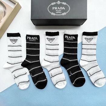 Bagsaaa Prada Black and White Socks Set