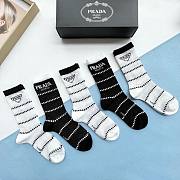 Bagsaaa Prada Black and White Socks Set - 5
