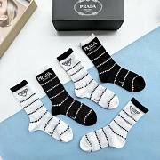 Bagsaaa Prada Black and White Socks Set - 3