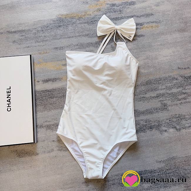 Bagsaaa Chanel Bow Tie White Once Piece - 1