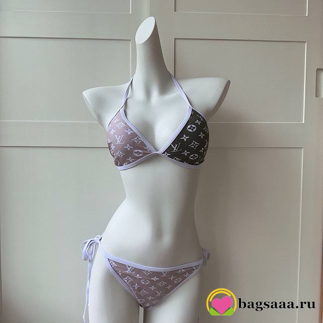 	 Bagsaaa Louis Vuitton Reversible Green and Pink Bikini - 1