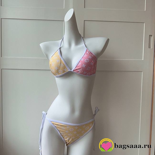 	 Bagsaaa Louis Vuitton Reversible Yellow and Pink Bikini - 1