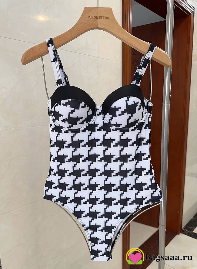 Bagsaaa Dior Houndstooth Pattern Black One Piece - 1