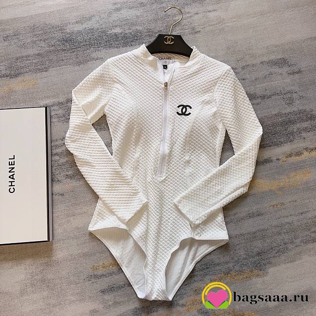 	 Bagsaaa Chanel White Bodysuit Swimwear - 1