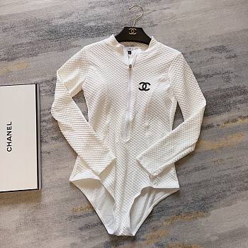 	 Bagsaaa Chanel White Bodysuit Swimwear