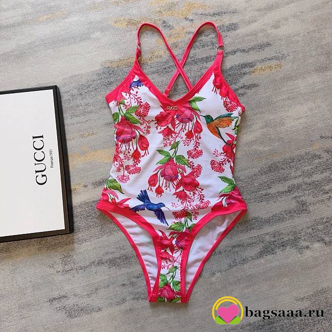 Bagsaaa Gucci Red Flower One Piece Swimwear - 1