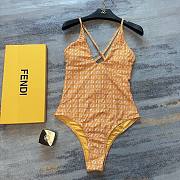 Bagsaaa Fendi Ff-motif U-neck Swimsuit In Orange - 1
