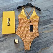 Bagsaaa Fendi Ff-motif U-neck Swimsuit In Orange - 5