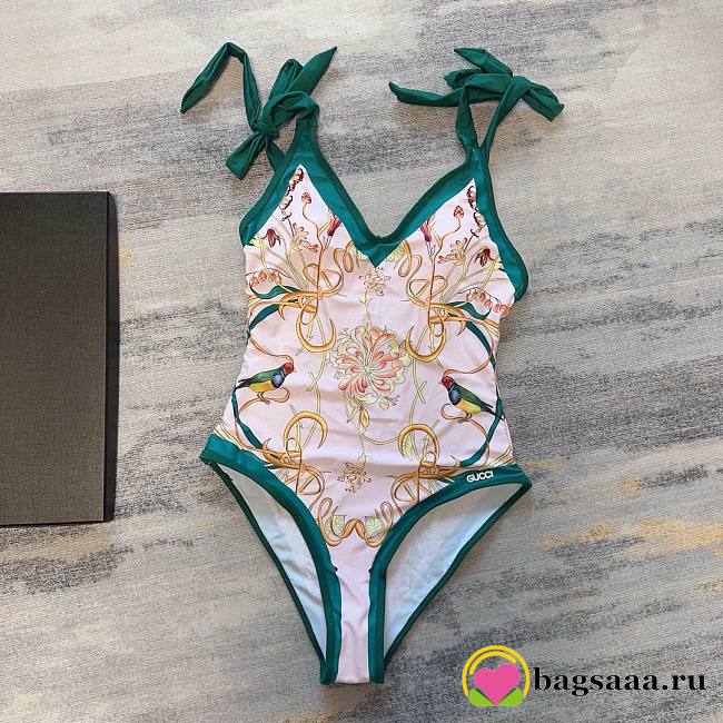 Bagsaaa Gucci Green Flower One Piece Swimwear - 1