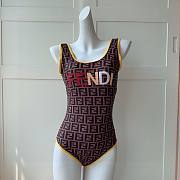 Bagsaaa Fendi FF Printed Brown and Yellow Swimwear - 1