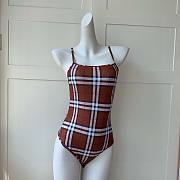 Bagsaaa Burberry Checked Pattern Brown One Piece Swimwear - 1