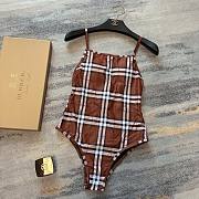 Bagsaaa Burberry Checked Pattern Brown One Piece Swimwear - 5