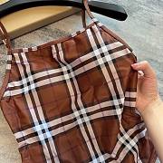 Bagsaaa Burberry Checked Pattern Brown One Piece Swimwear - 4