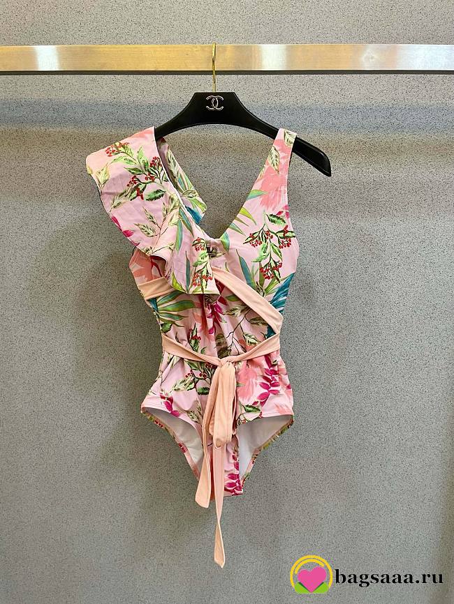 Bagsaaa Valentino Flower Pink One Piece Swimwear - 1