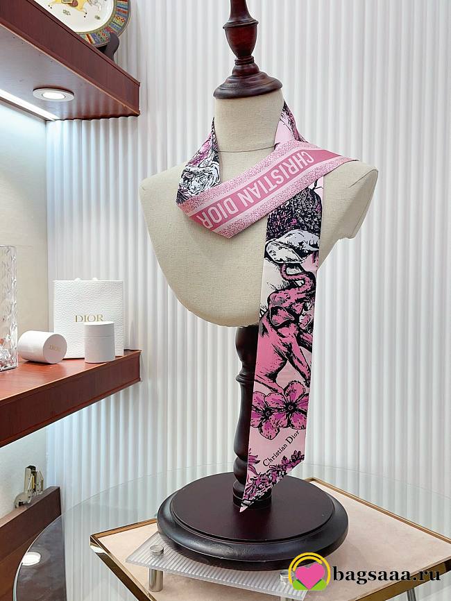 	 Bagsaaa Dior Toile de Jouy Sauvage Mitzah Scarf Pink - 6 x 105 cm - 1