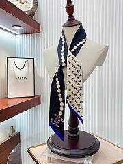 	 Bagsaaa Chanel White Silk Scarf - 120x6cm - 1