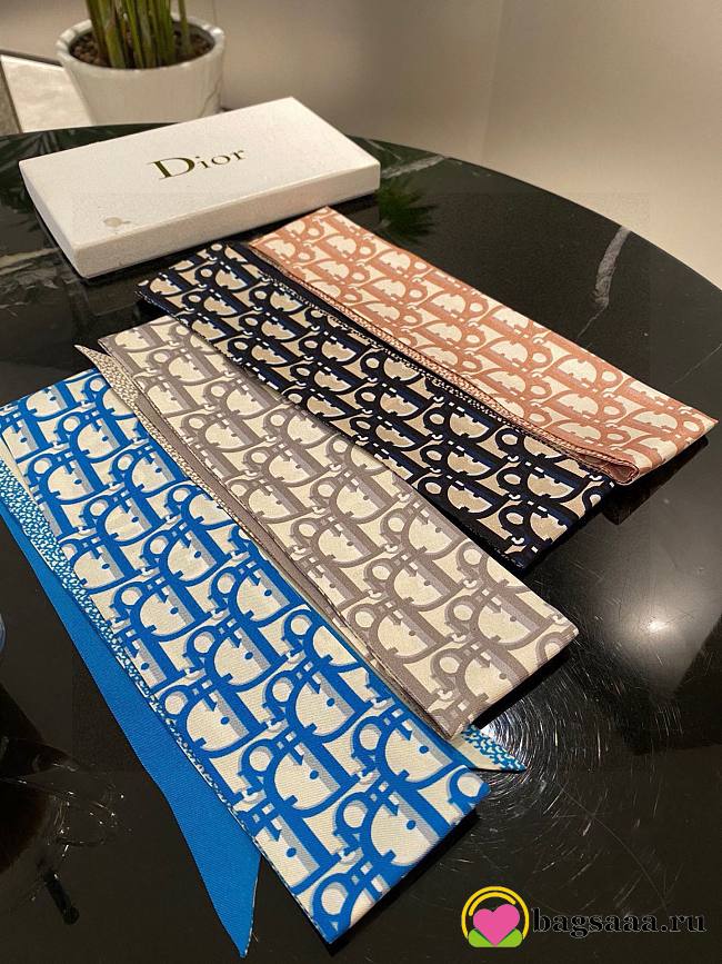 Bagsaaa Dior Oblique Mitzah Scarf Silk Twilly - 6 x 105 cm - 1