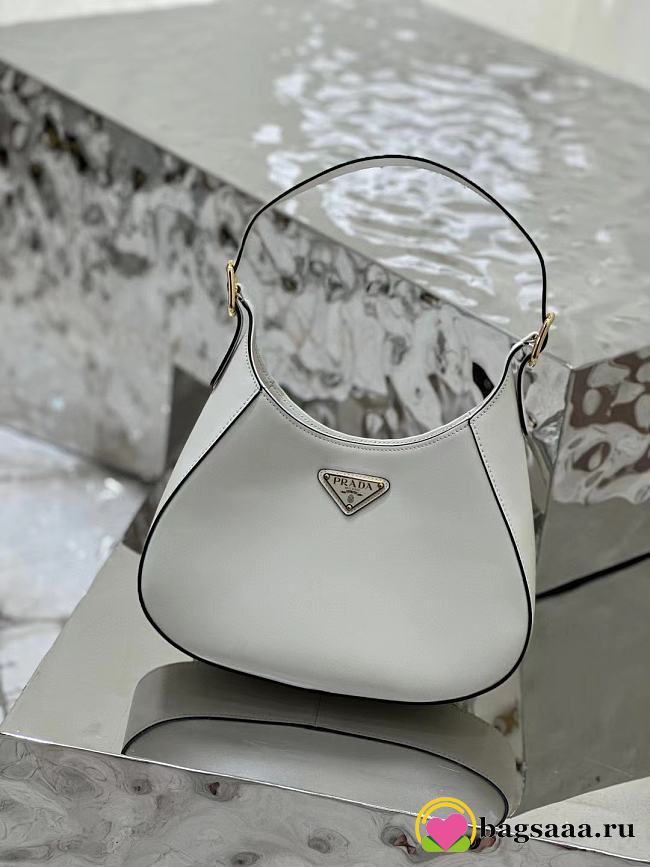 	 Bagsaaa Prada Cleo Shoulder Bag With Adjustable Strap In White - 27x20x7cm - 1