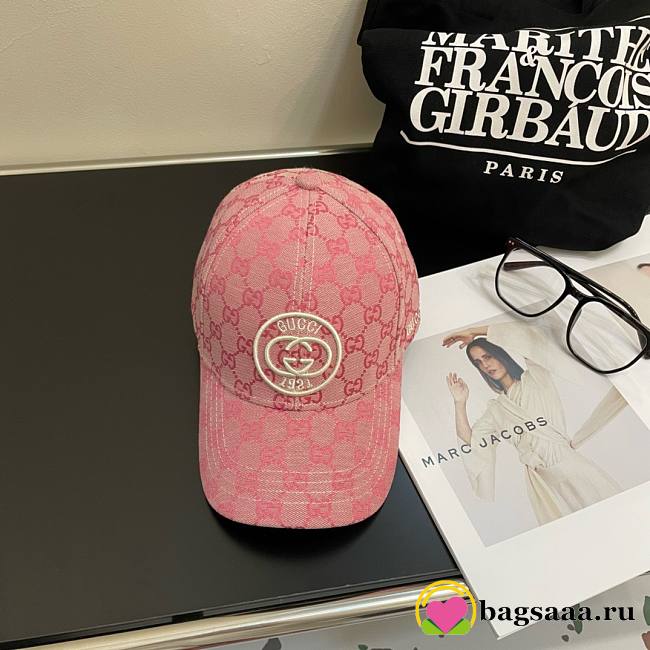 	 Bagsaaa Gucci GG Ebony Pink Front Logo Cap - 1