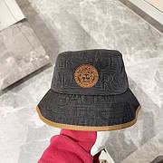 Bagsaaa Versace Allover Front Logo Black cotton bucket hat  - 1