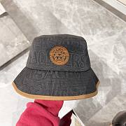 Bagsaaa Versace Allover Front Logo Black cotton bucket hat  - 4