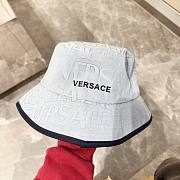 Bagsaaa Versace Allover Front Logo Blue cotton bucket hat - 5