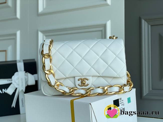 	 Bagsaaa Chanel Funky Town Large Flap Bag In White - 27cm - 1