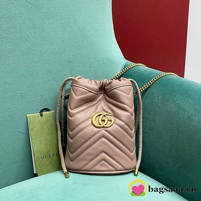 Bagsaaa Gucci Marmont Mini Bucket Bag Beige - 17 x 19 x 9 cm - 1