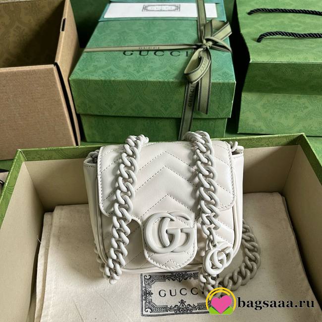 	 Bagsaaa Gucci Marmont Mini White Bag - 12.5x12x7cm - 1