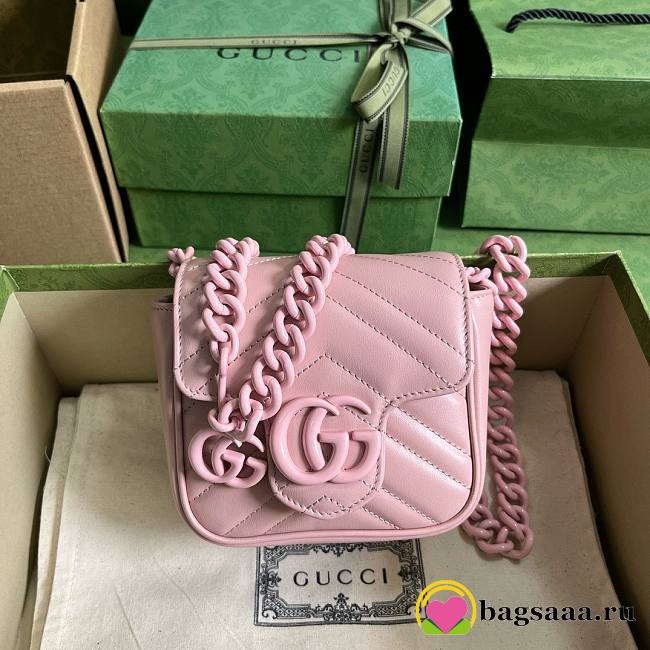 	 Bagsaaa Gucci Marmont Mini Pink Bag - 12.5x12x7cm - 1