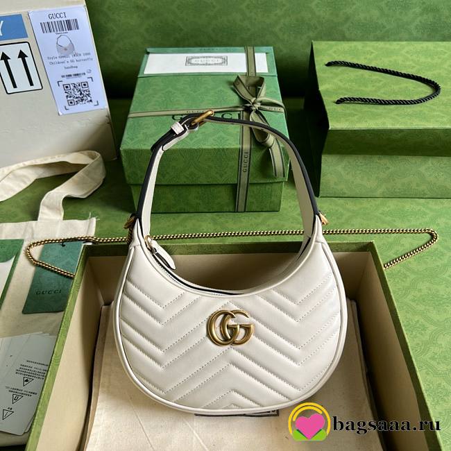 Bagsaaa Gucci Marmont Half Moon White Bag - 21.5x11x5cm - 1