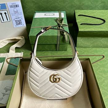 Bagsaaa Gucci Marmont Half Moon White Bag - 21.5x11x5cm
