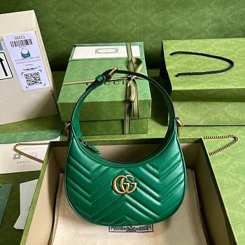 Bagsaaa Gucci Marmont Half Moon Green Bag - 21.5x11x5cm