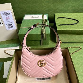 Bagsaaa Gucci Marmont Half Moon Pink Bag - 21.5x11x5cm