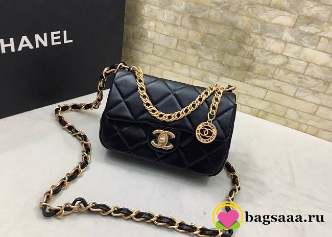 Bagsaaa Chanel Flap Bag Lambskin Black Leather - 21x12x7cm - 1